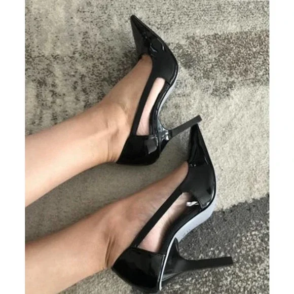 ZARA CUT OUT PATENT POINTED HIGH HEELS 9 - Picture 2 of 13